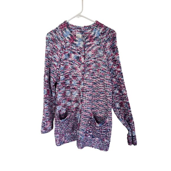 Blair blue pink white marbled knit cardigan button up size M - Picture 1 of 7